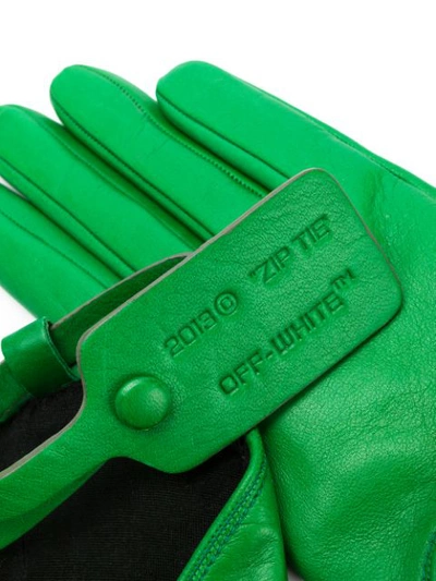 Shop Off-white Luggage Tag Gloves In Green