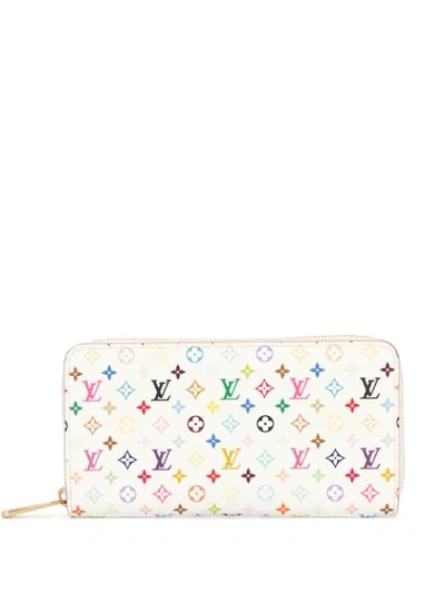 Pre-owned Louis Vuitton Zippy Logo钱包 In White