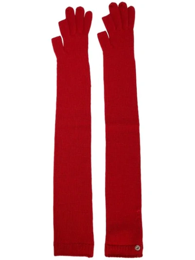 Shop Rick Owens Long Gloves In Red