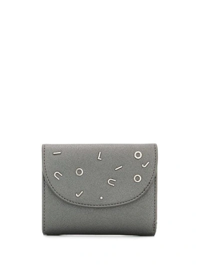 Shop Liu •jo Jumbled Logo Trifold Wallet In Silver