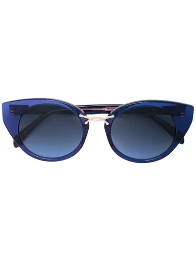 Shop Oscar De La Renta Twist 4 Sunglasses In Blue