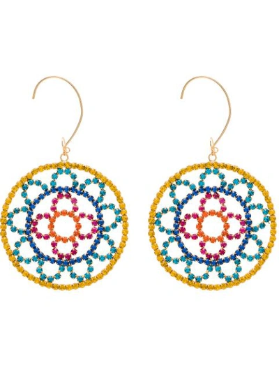 Shop Area Crochet-effect Gold-tone Crystal Earrings In Yellow