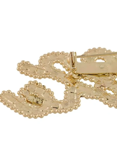 Shop Giada Benincasa Crystal Embellished Brooch In Gold
