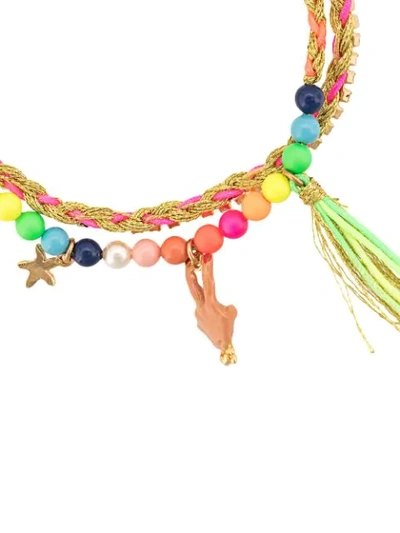 Shop Venessa Arizaga Peace Babe Beaded Bracelet In Multicolour