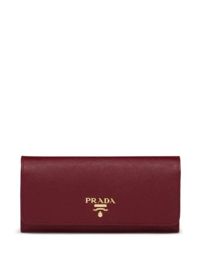 Shop Prada Saffiano Long Wallet In Red