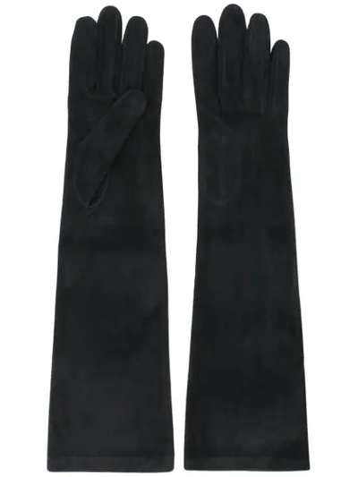 Shop Alberta Ferretti Long Suede Gloves In Black