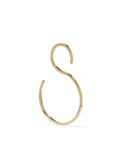 Shop Shihara S-shape Smooth Earring In Yellow Gold