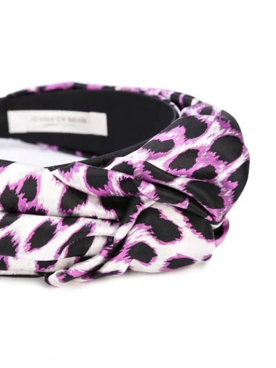 Shop Jennifer Behr Leopard Print Silk Headband In Purple