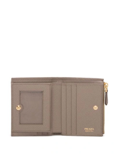 Shop Prada Logo Plaque Wallet In Grey
