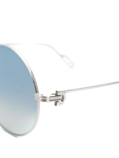 Shop Cartier Première De  Round-frame Sunglasses In Silver