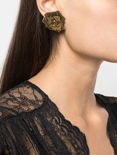 Shop Mignonne Gavigan Embellished Flower Earrings In Gold