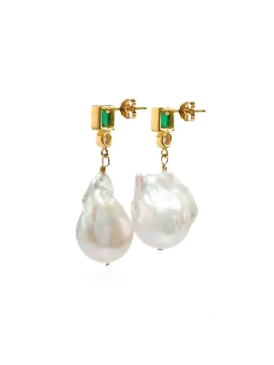 Shop Anni Lu Pearl Drop Earring In Green