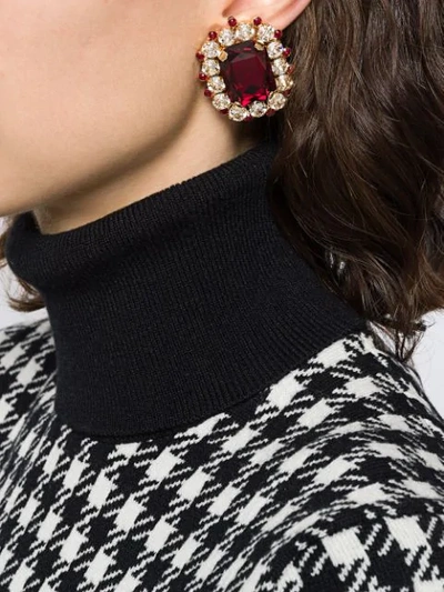 Shop Dolce & Gabbana Oversized Embellished Clip Earrings In Gold