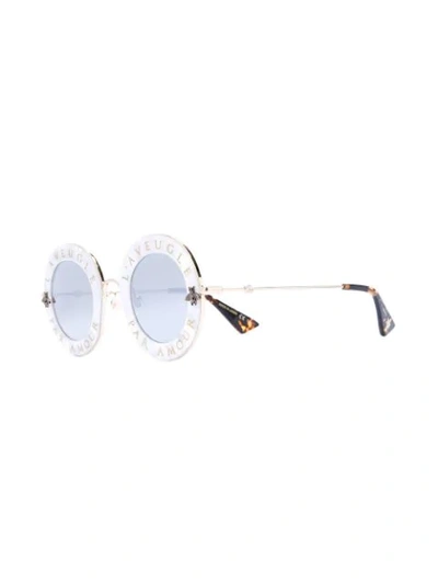 Shop Gucci L'aveugle Par Amour Sunglasses In Neutrals