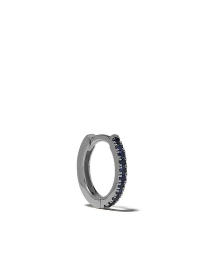 Shop White Bird 18kt Gold Sapphire Margot Medium Hoop Single Earring In White Gold/ Bleu