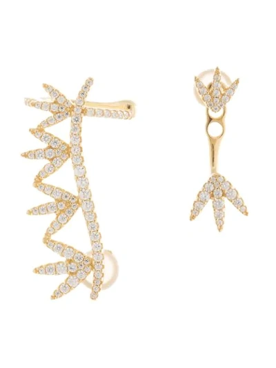 Shop Apm Monaco Crystal Ear Crawler And Drop Earrnig In Gold