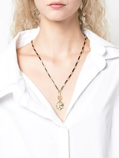 Shop Foundrae 18kt Yellow Gold Onyx Element Link Chain Necklace