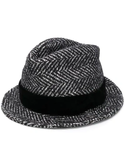 Shop Dolce & Gabbana Striped Trilby Hat In Black
