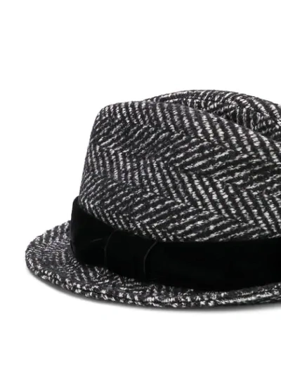 Shop Dolce & Gabbana Striped Trilby Hat In Black