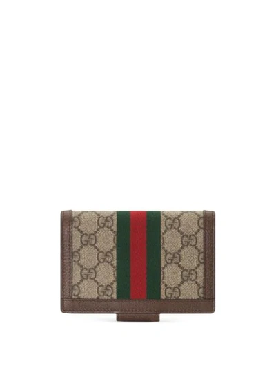 Shop Gucci Monogram Print Passport Case In Neutrals