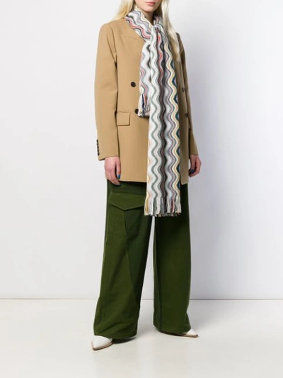Shop M Missoni Embroidered Colour-block Scarf In Green