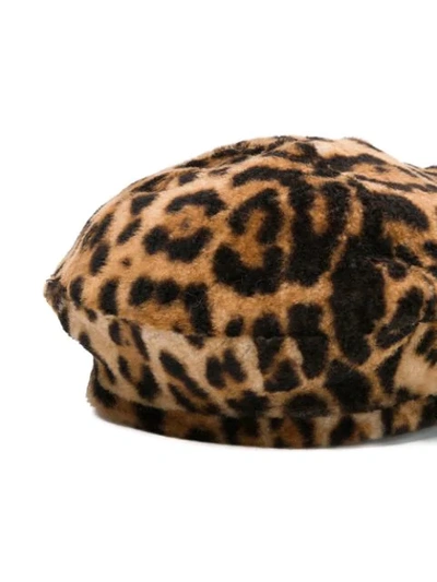 Shop Yves Salomon Leopard Print Beret In Brown