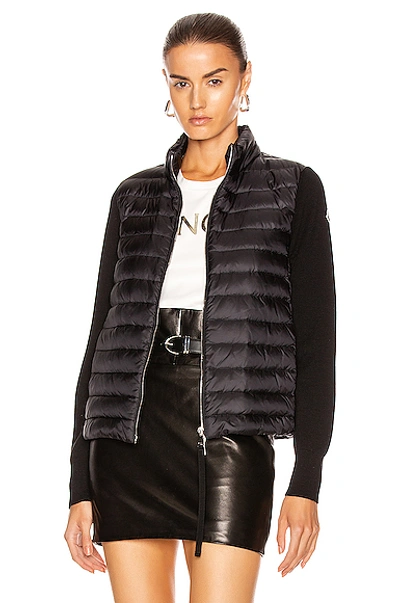 Shop Moncler Cardigan Tricot Jacket In Black