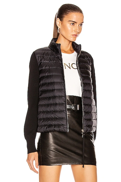 Shop Moncler Cardigan Tricot Jacket In Black