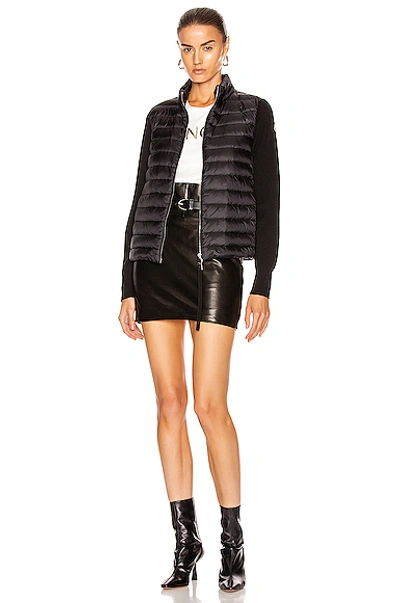 Shop Moncler Cardigan Tricot Jacket In Black