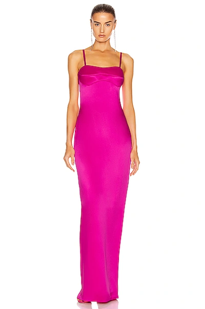 Shop Brandon Maxwell Satin Bustier Column Gown In Electric Pink