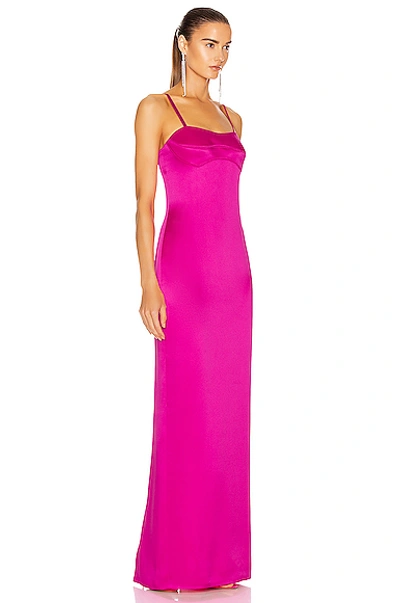 Shop Brandon Maxwell Satin Bustier Column Gown In Electric Pink