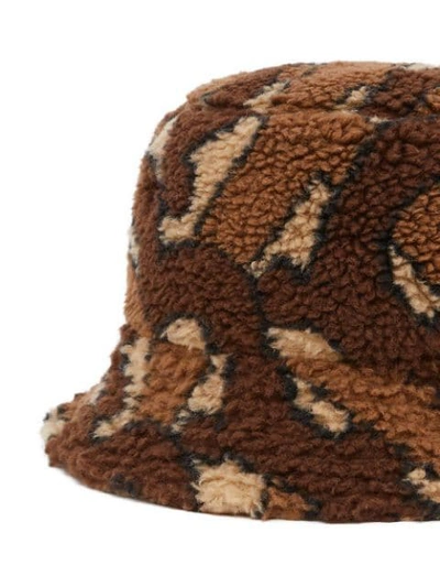 Shop Burberry Monogram Fleece Bucket Hat In Brown