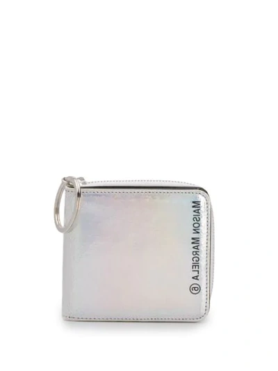 Shop Mm6 Maison Margiela Logo-printed Iridescent Wallet In Metallic