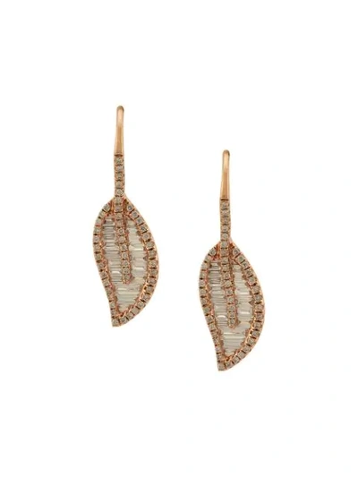 Shop Anita Ko 18kt Rose Gold Leaf Diamond Earrings