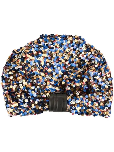 Shop Ingie Paris Sequinned Turban In Multicolour