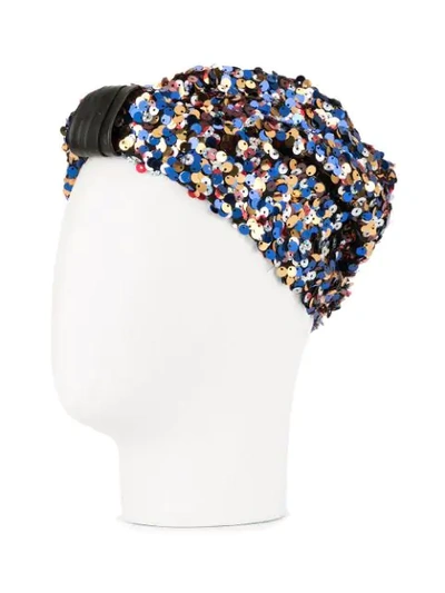 Shop Ingie Paris Sequinned Turban In Multicolour