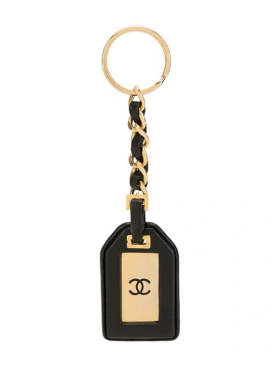 Chanel Cc Logos Gold Chain Key Holder Bag Charm In Black