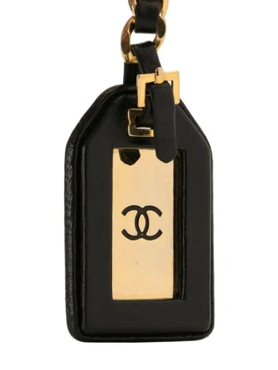 Shop Chanel Cc Logos Gold Chain Key Holder Bag Charm In Black