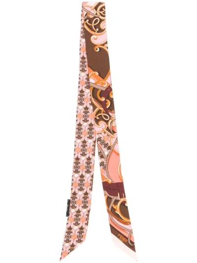 Shop Fendi Wrappy Silk Bow Tie In Pink