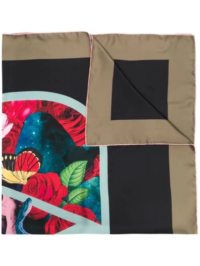 Shop Valentino X Undercover Vlogo Lovers Print Scarf In Green