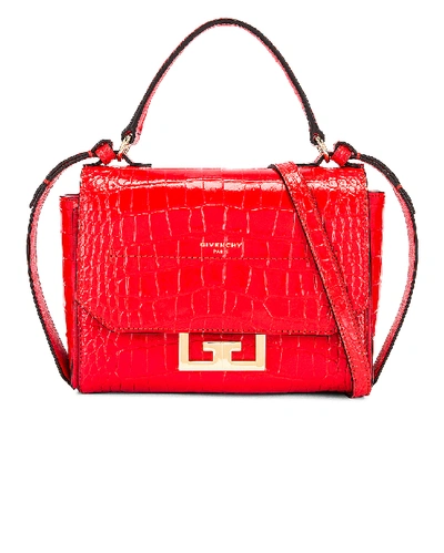 Givenchy Eden Mini Croc-effect Leather Shoulder Bag In Red | ModeSens