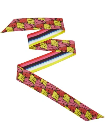 Shop Fendi Wrappy Stripe And Logo Scarf In Multicolour