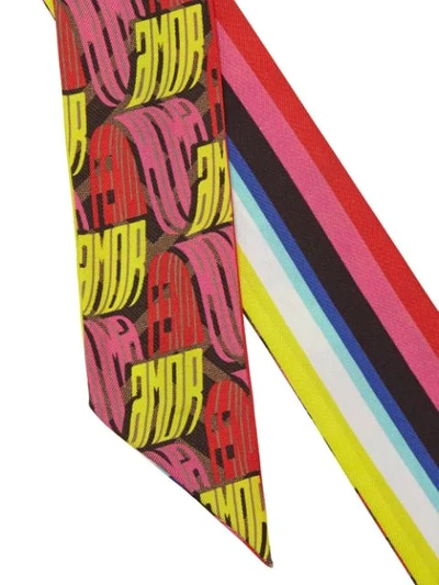 Shop Fendi Wrappy Stripe And Logo Scarf In Multicolour
