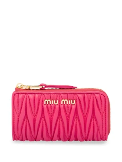 Shop Miu Miu Matelassé Key Holder In Pink