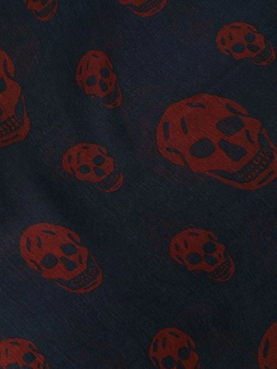 Shop Alexander Mcqueen Skulls Printed Scarf In Blue