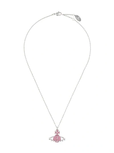 Shop Vivienne Westwood Logo Orb Pendant Necklace In Silver
