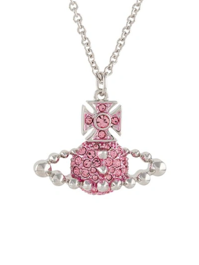 Shop Vivienne Westwood Logo Orb Pendant Necklace In Silver