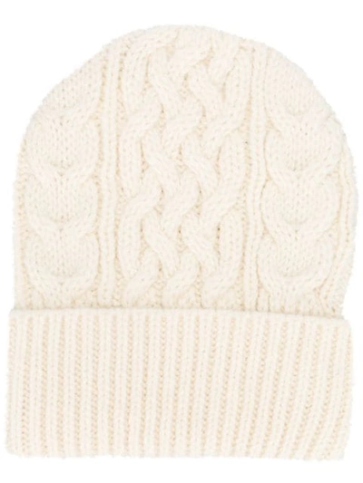 Shop P.a.r.o.s.h Cable-knit Beanie In White