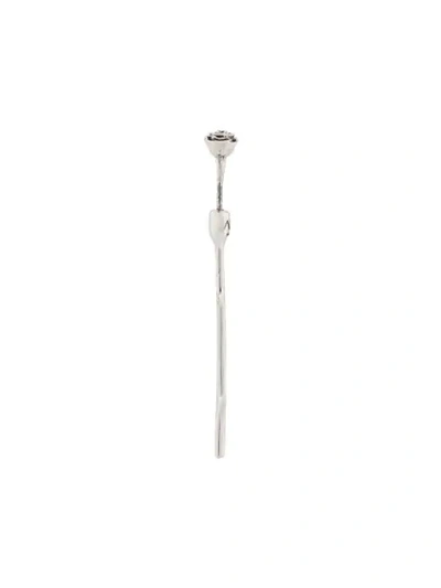 Shop Alan Crocetti Long Stem Rose Earrings In Silver