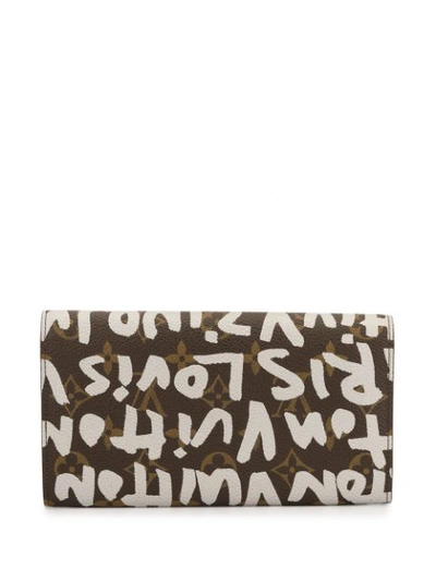 Shop Pre-owned Louis Vuitton Graffiti Print Monogram Wallet In Brown